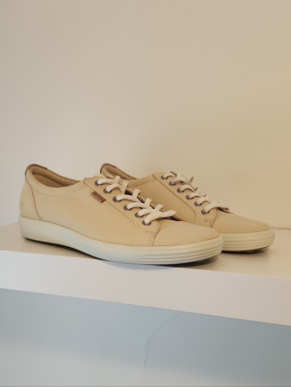 ECCO Soft 7 Leather Sneakers Beige Cream NWOB - Size EU 42 / US 11